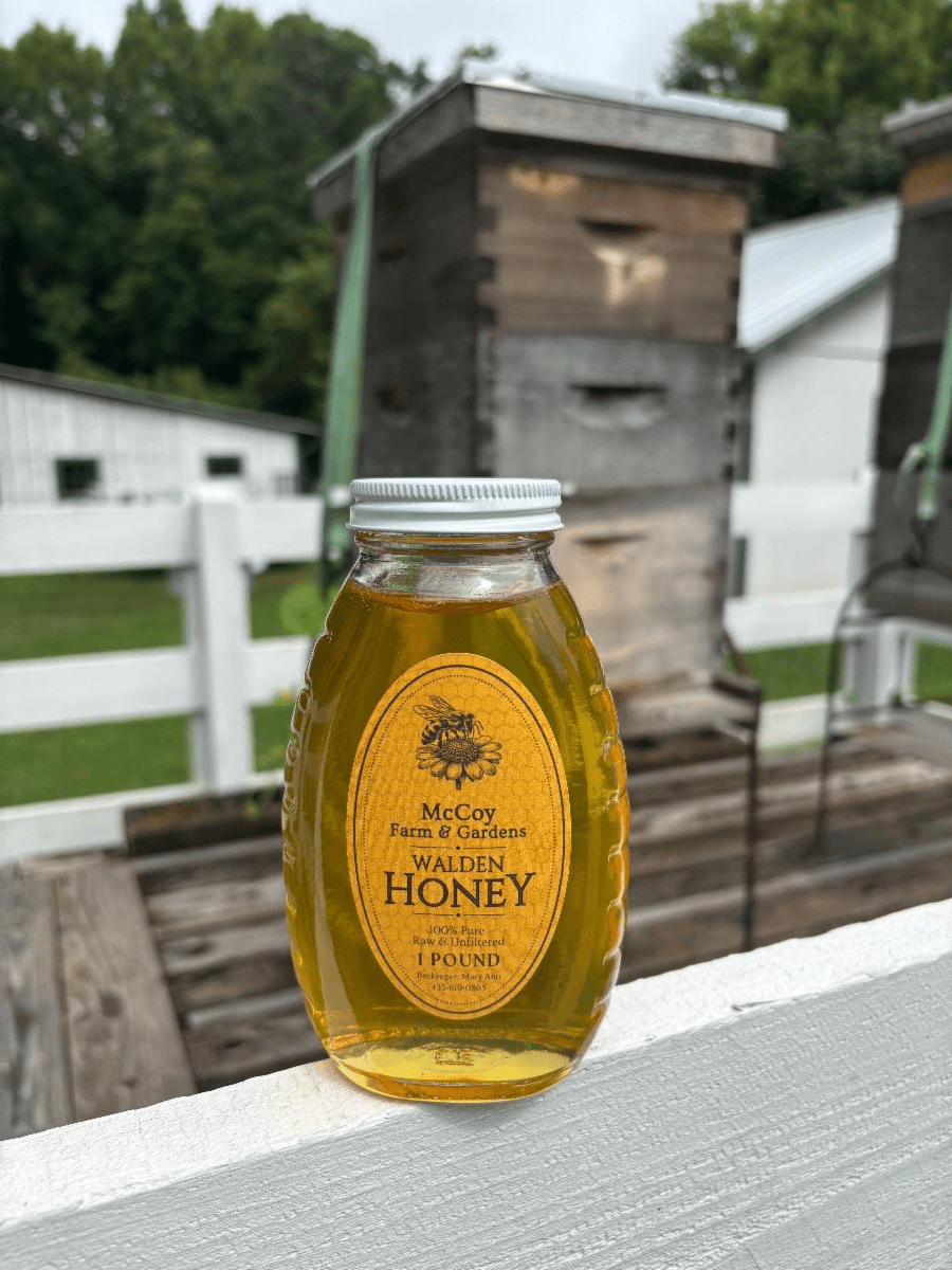 Jar of McCoy Farm & Gardens Walden Honey available for purchase at Open Houses